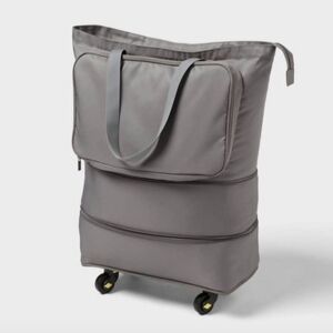 Gray Collapsible Rolling Storage Bag